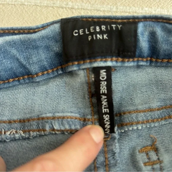 Celebrity Pink Two-Tone Blue Skinny Jeans - Picture 3 of 5